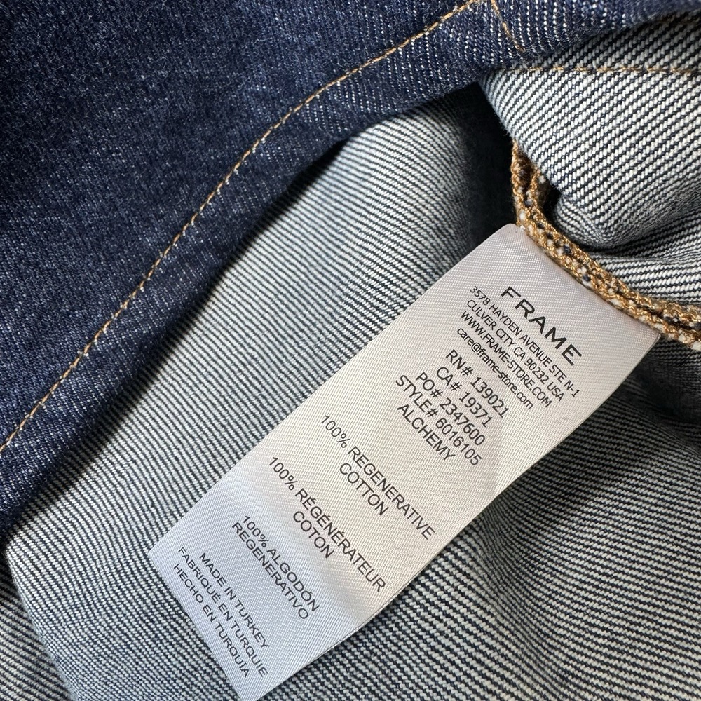 FRAME Alchemy Pinafore Denim Minidress Womens XS Blue Sleeveless Cotton 6016105 - Picture 5 of 6
